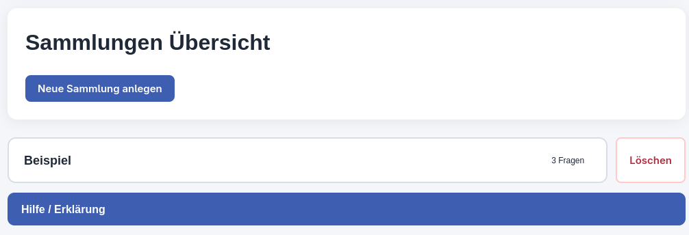 Startseite mit den Sammlungen